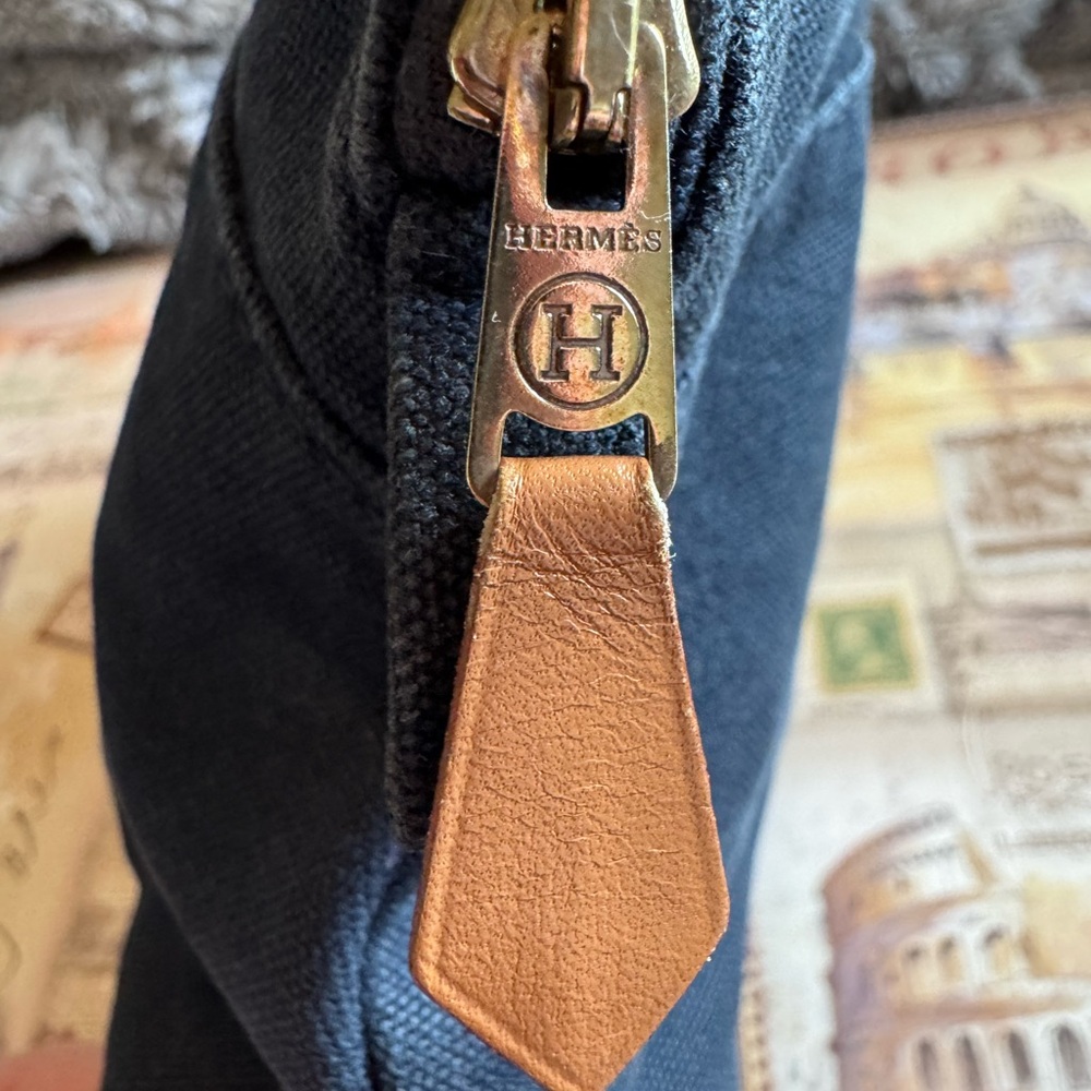Hermes navy toile bolide pouch - Picture 6 of 8
